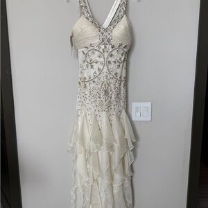 Sue Wong Ivory Embellished Wedding or Prom Dress